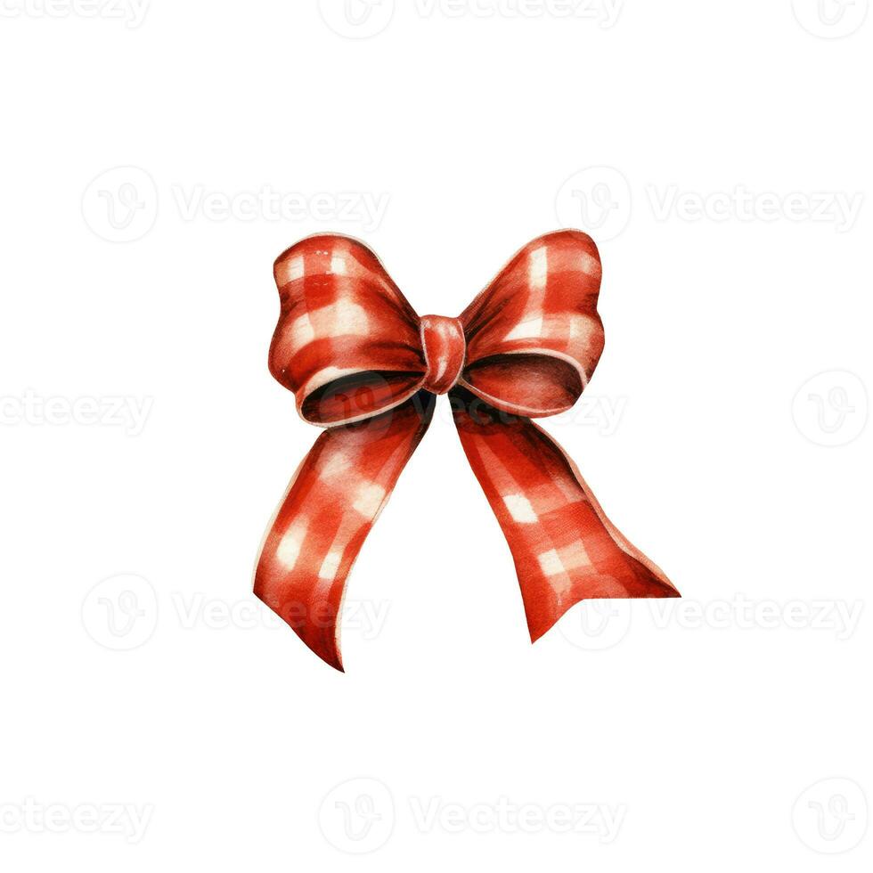 Red gift bow. Watercolor drawing. photo