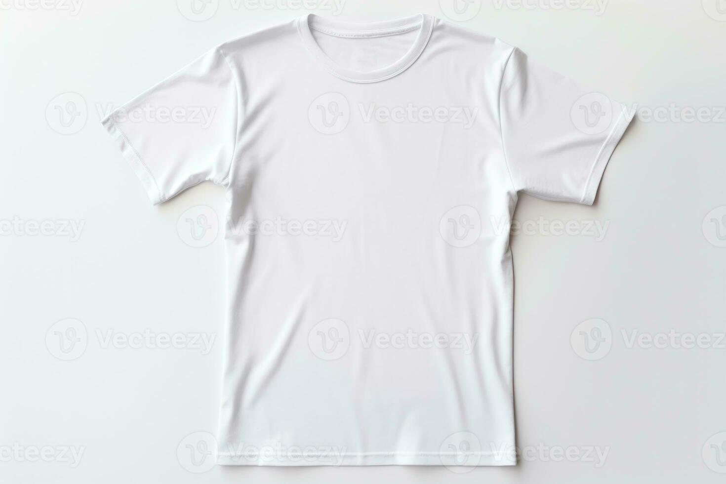 Mock-up of a white fabric T-shirt on a white background photo