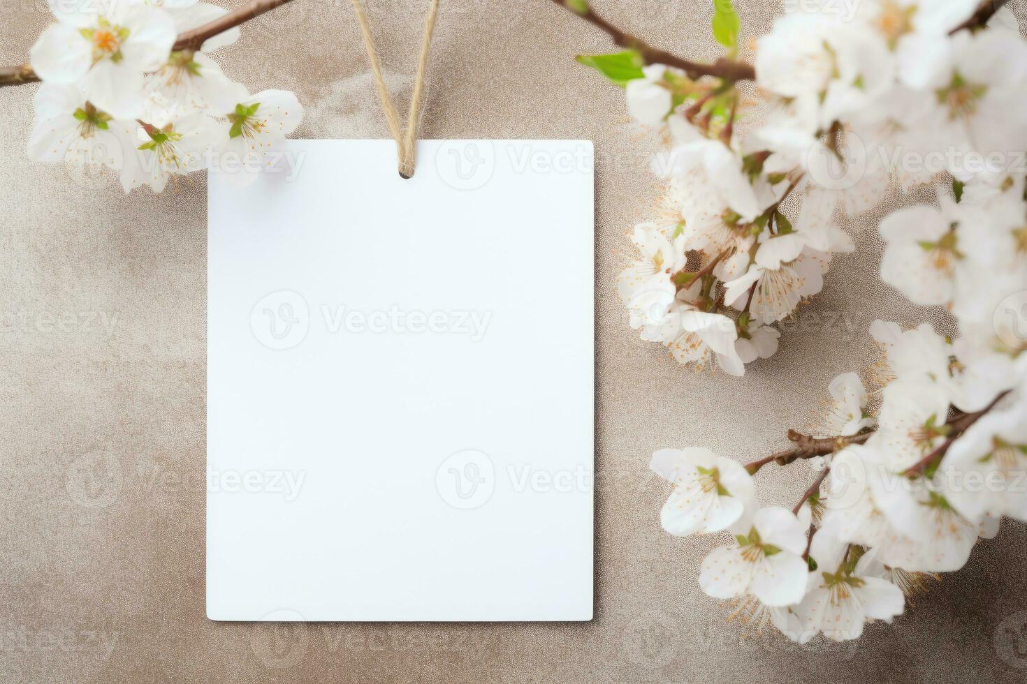 A mock-up of a white tag in white colors, an invitation card for a wedding.. AI generated photo