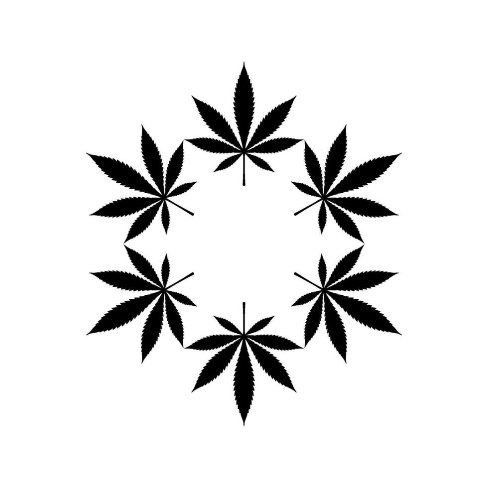 Marijuana Silhouette Composition, can use for Decoration, Ornate, Wallpaper, Cover, Art Illustration, Textile, Fabric, Fashion, or Graphic Design Element. Vector Illustration