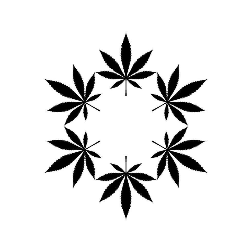 Marijuana Silhouette Composition, can use for Decoration, Ornate, Wallpaper, Cover, Art Illustration, Textile, Fabric, Fashion, or Graphic Design Element. Vector Illustration