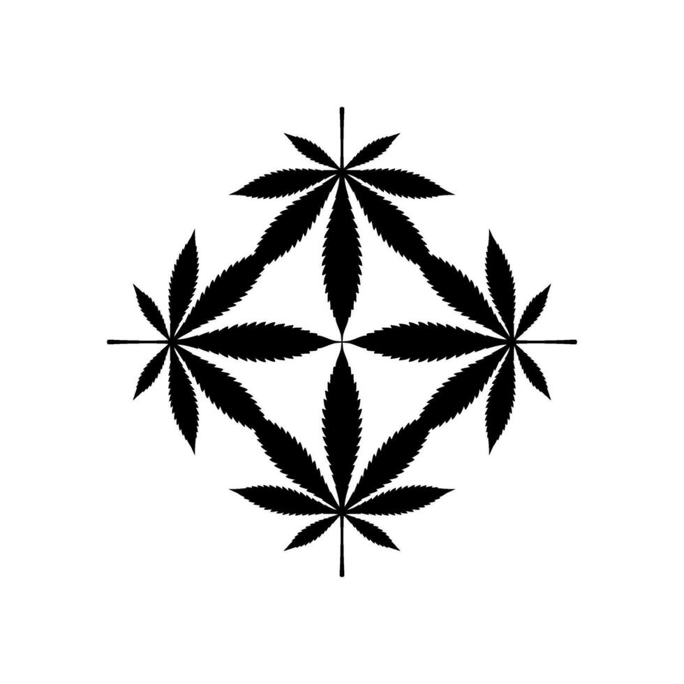 Marijuana Silhouette Composition, can use for Decoration, Ornate, Wallpaper, Cover, Art Illustration, Textile, Fabric, Fashion, or Graphic Design Element. Vector Illustration