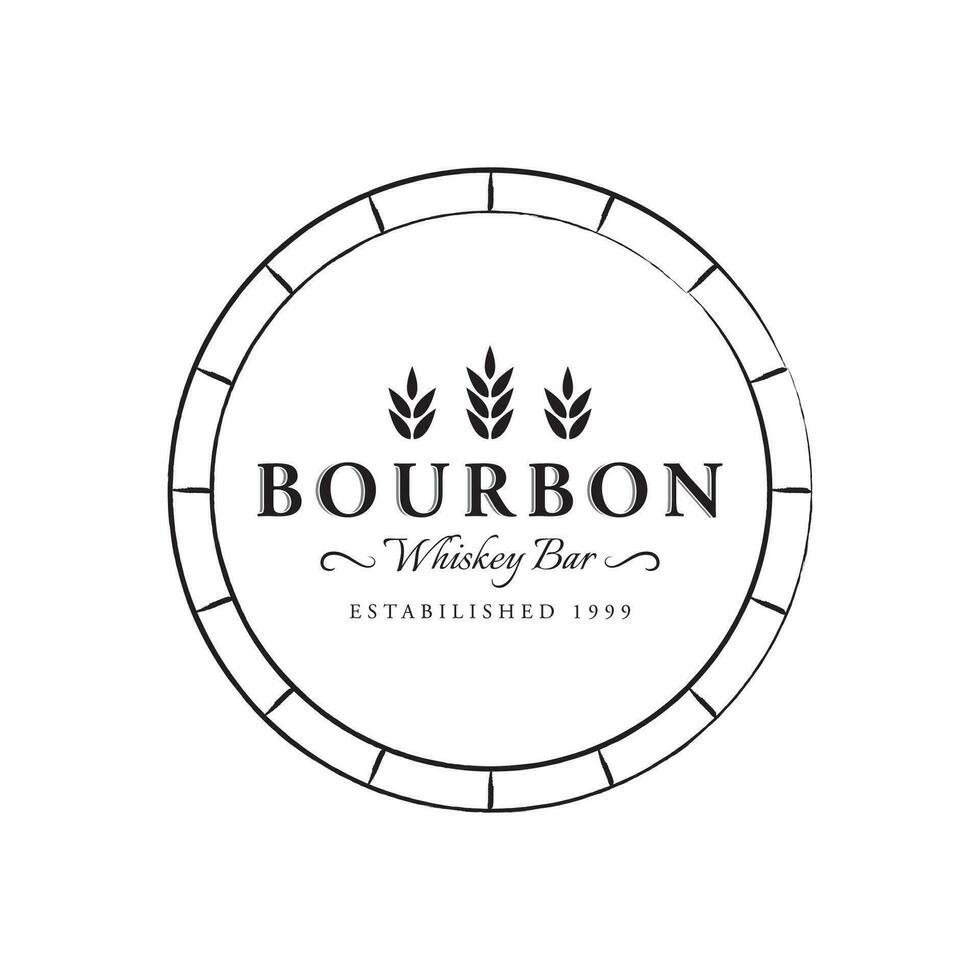 Bourbon whiskey logo design with luxury retro vintage decoration. for labels, badges, bars, restaurants. vector