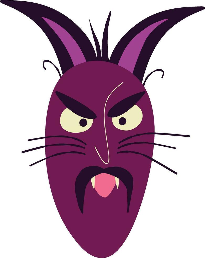 Funny cat with angry face . Vibrant Halloween character. Cartoon illustration vector