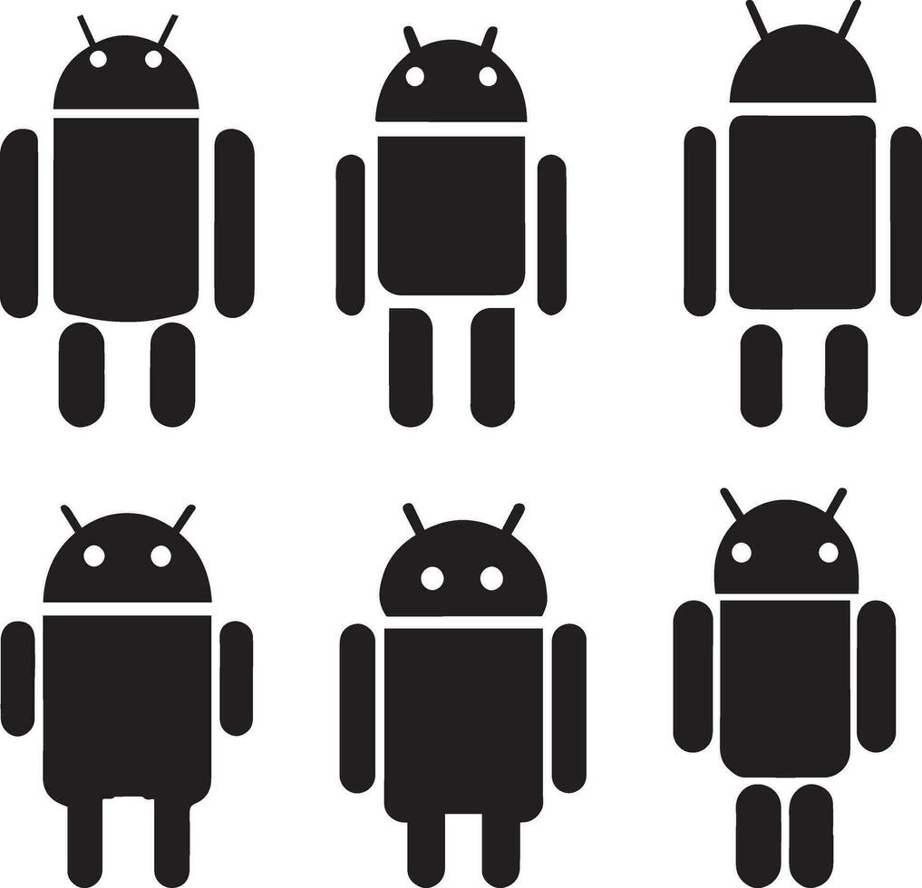 androide logo icono vector ilustración negro color