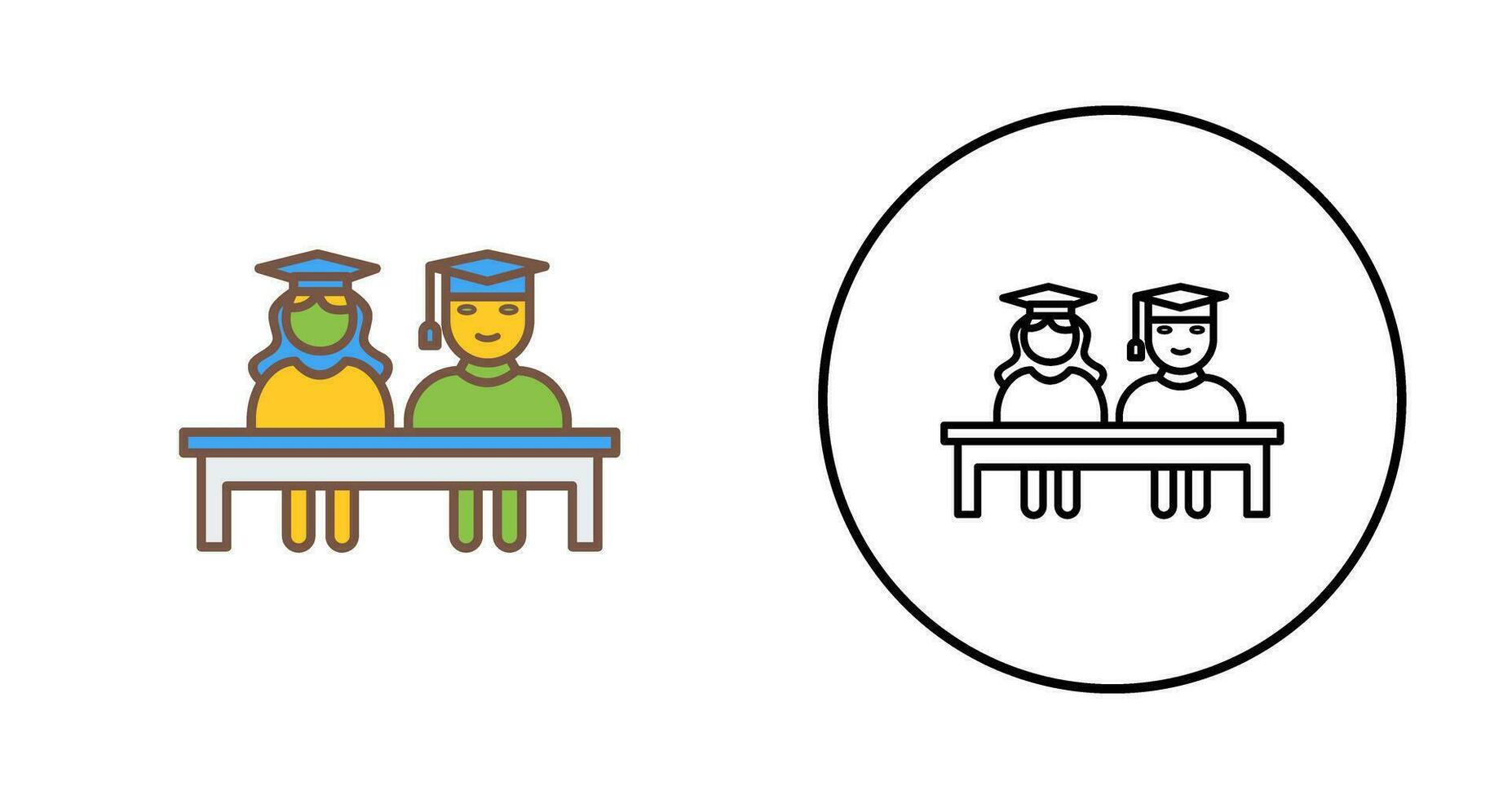 Unique Students Sitting Vector Icon
