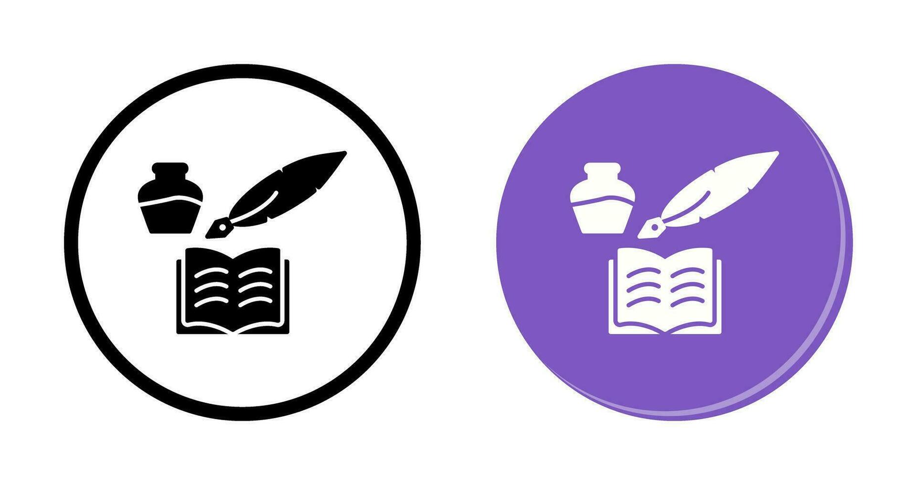 Unique Quill and Book Vector Icon