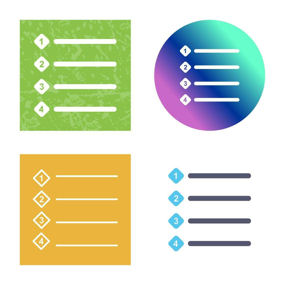 Unique Numbered list Vector Icon