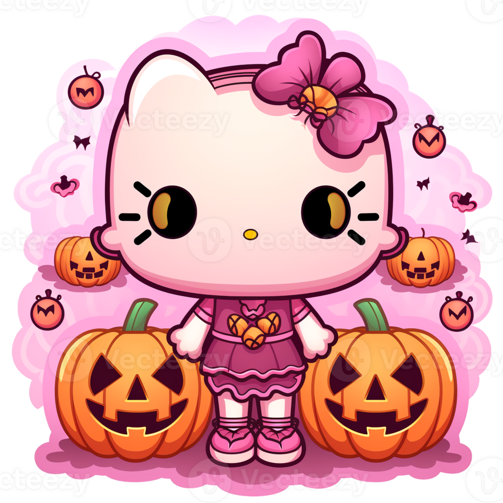 Halloween Spooky Hello Kitty. AI Generated. png