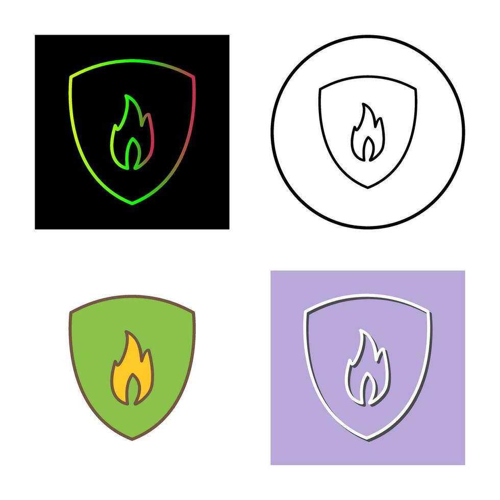 Unique Fire Shield Vector Icon