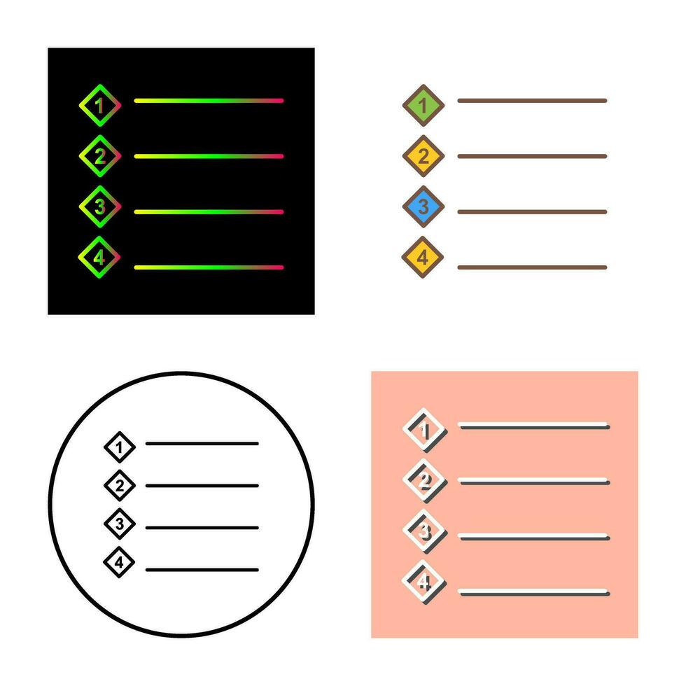 Unique Numbered list Vector Icon