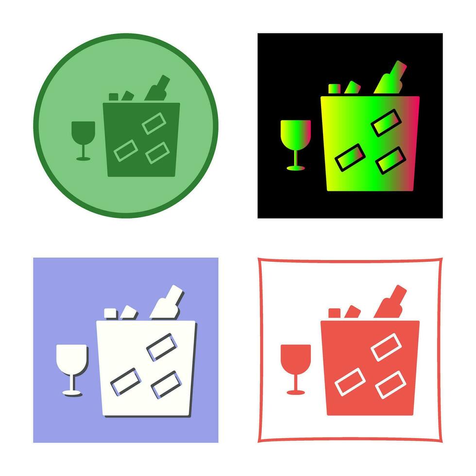 Unique Wine Bottle in Ice Vector Icon