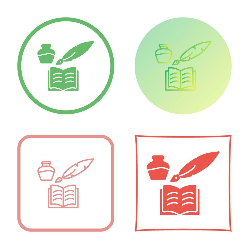 Unique Quill and Book Vector Icon