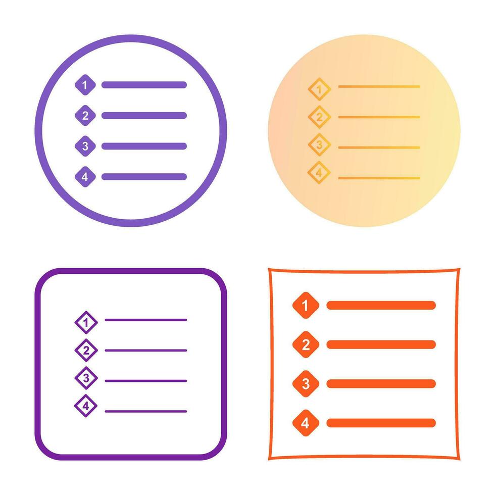 Unique Numbered list Vector Icon