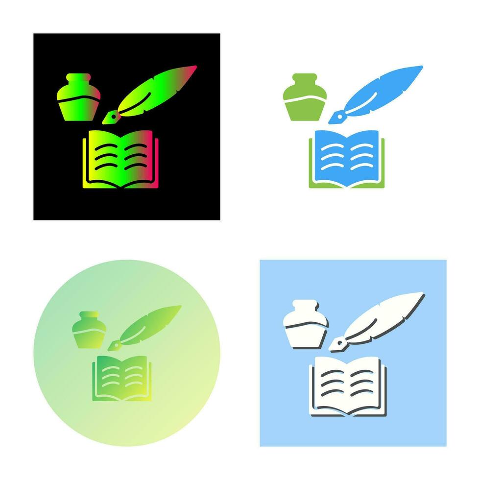 Unique Quill and Book Vector Icon