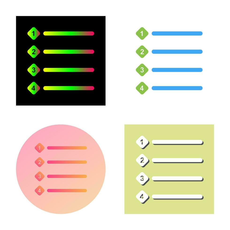 Unique Numbered list Vector Icon