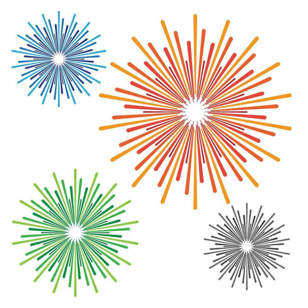 Great fireworks explosion vector cartoon set. fireworks mascot icon set
