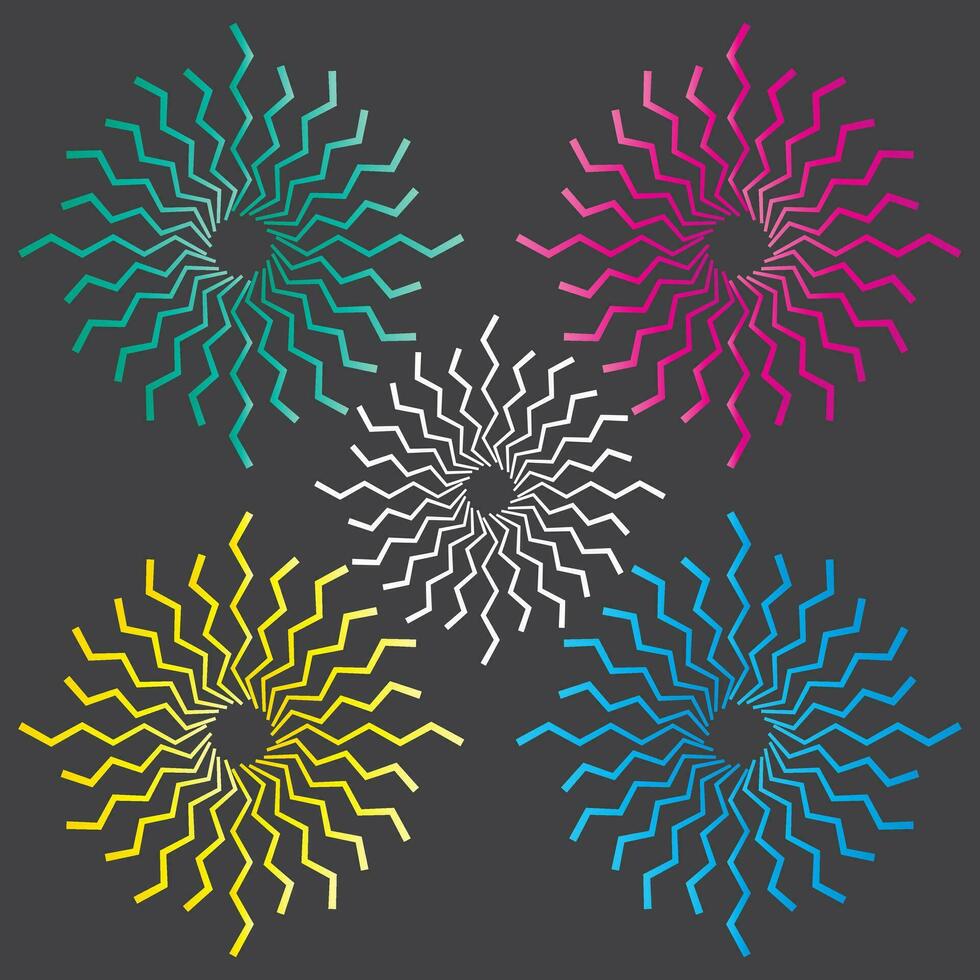 Flat vector zigzag fireworks explosion cartoon element set. fireworks mascot icon set
