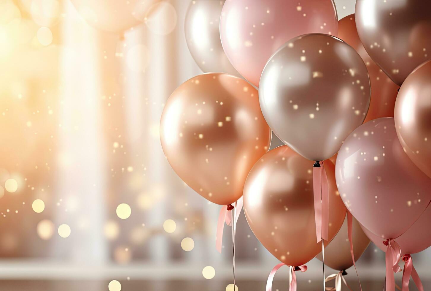 pink silver and gold balloons on a light background photo