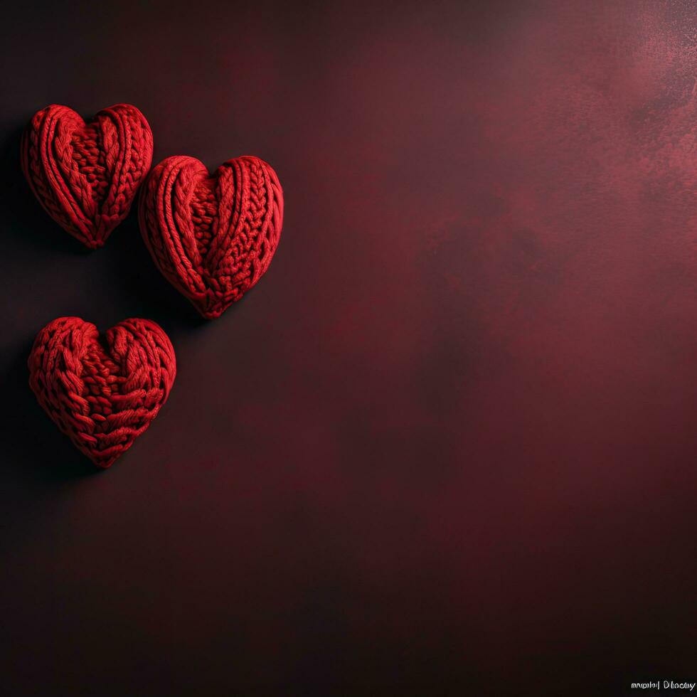 red knitted hearts large photo
