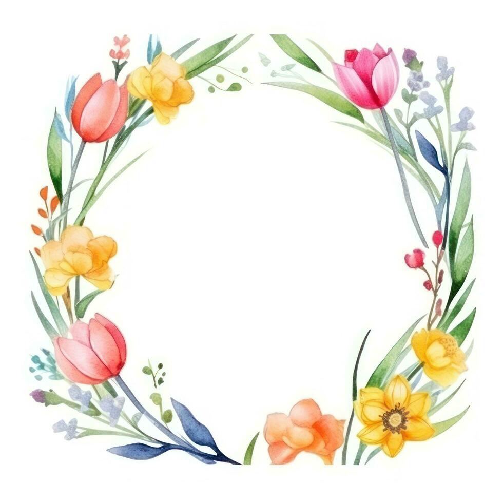 watercolor spring frame isolated photo