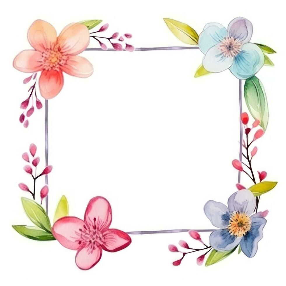 watercolor spring frame isolated photo