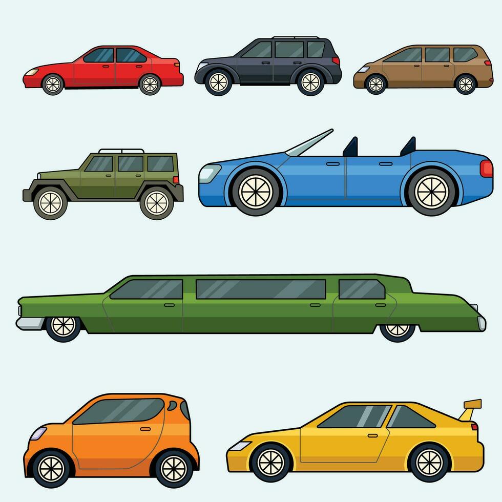 Set of car Art Illustration vector