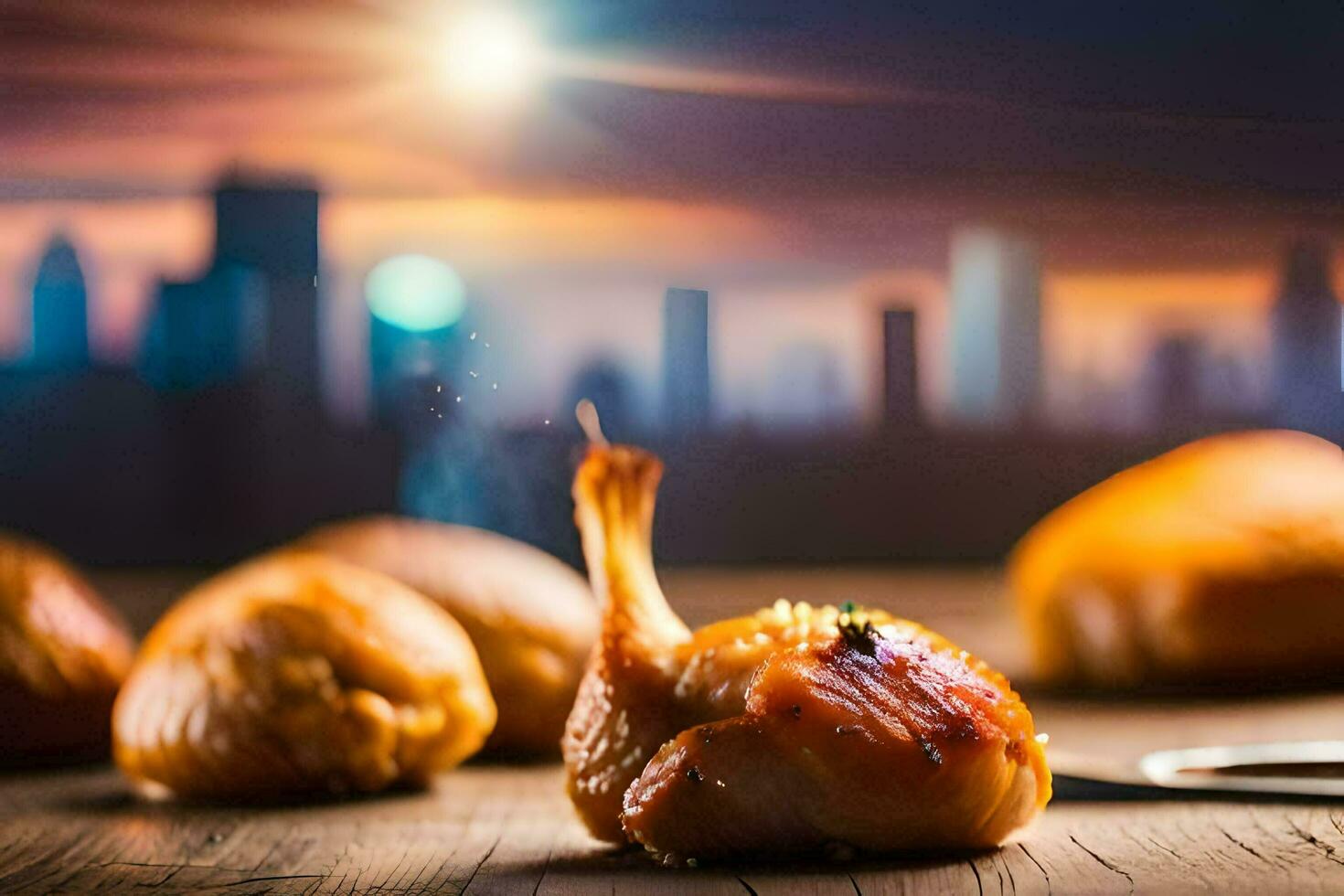 a close up of some food on a table. AI-Generated photo