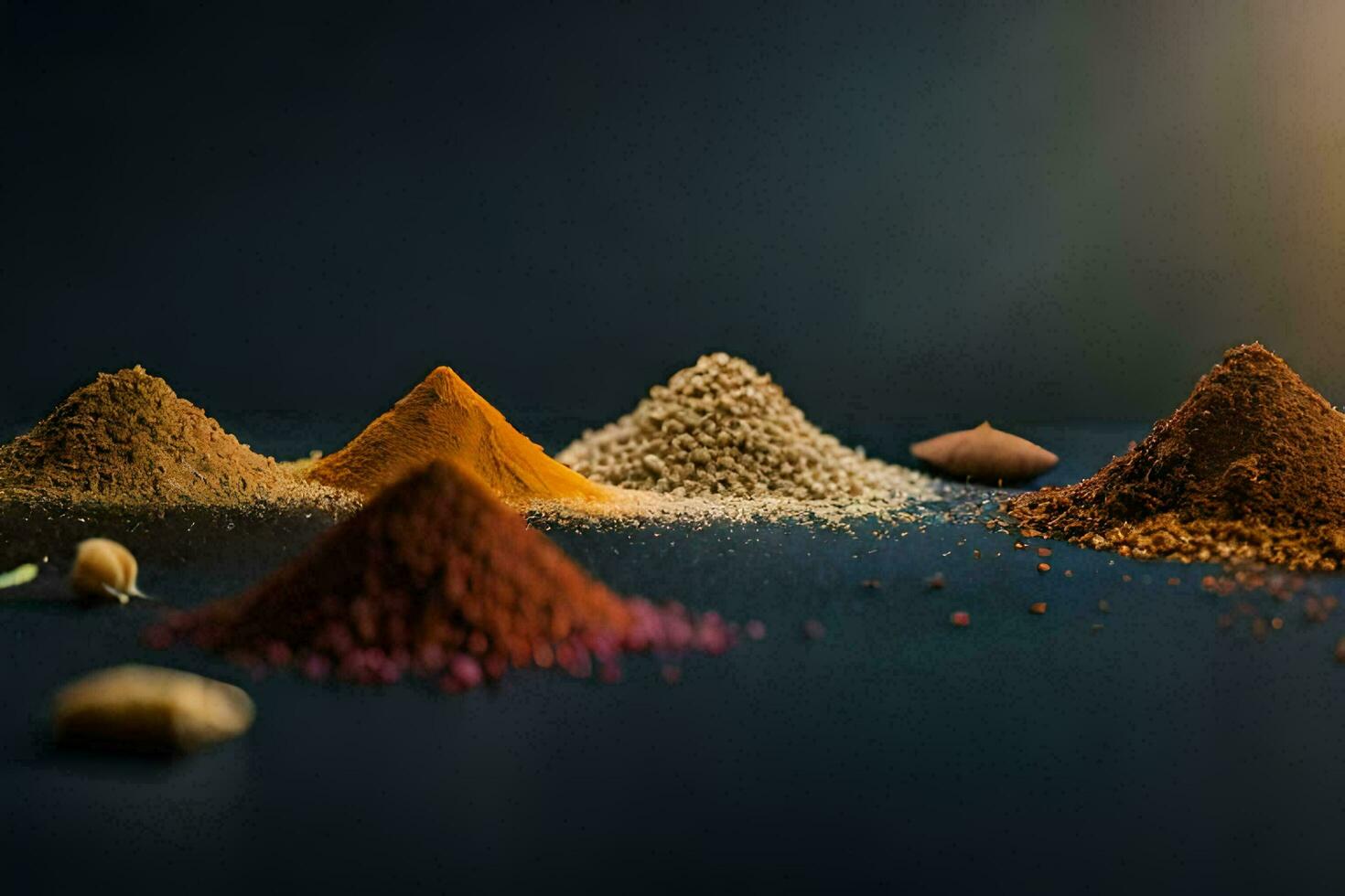 various spices and spices on a dark background. AI-Generated photo