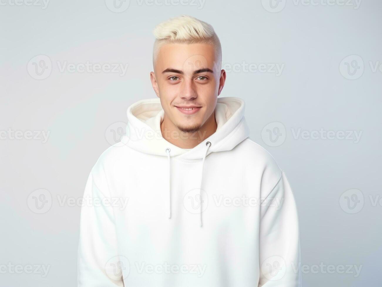 Happy european man in casual clothing against a neutral background AI Generative photo