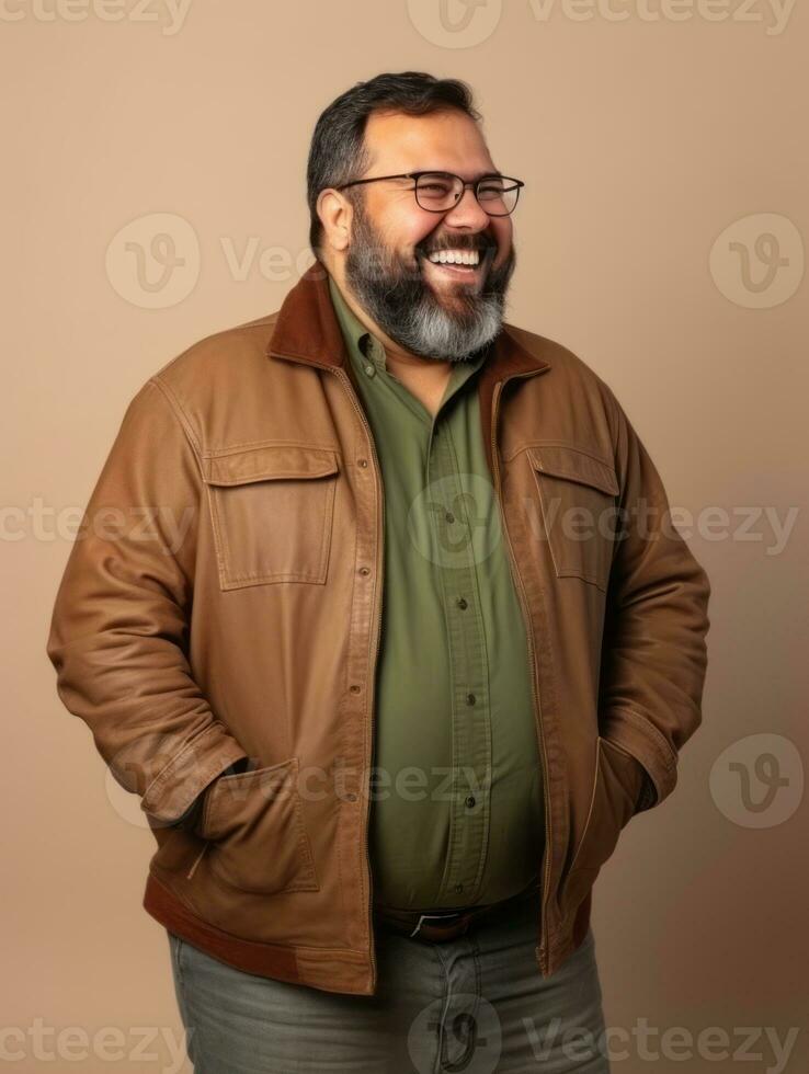 Happy european man in casual clothing against a neutral background AI Generative photo