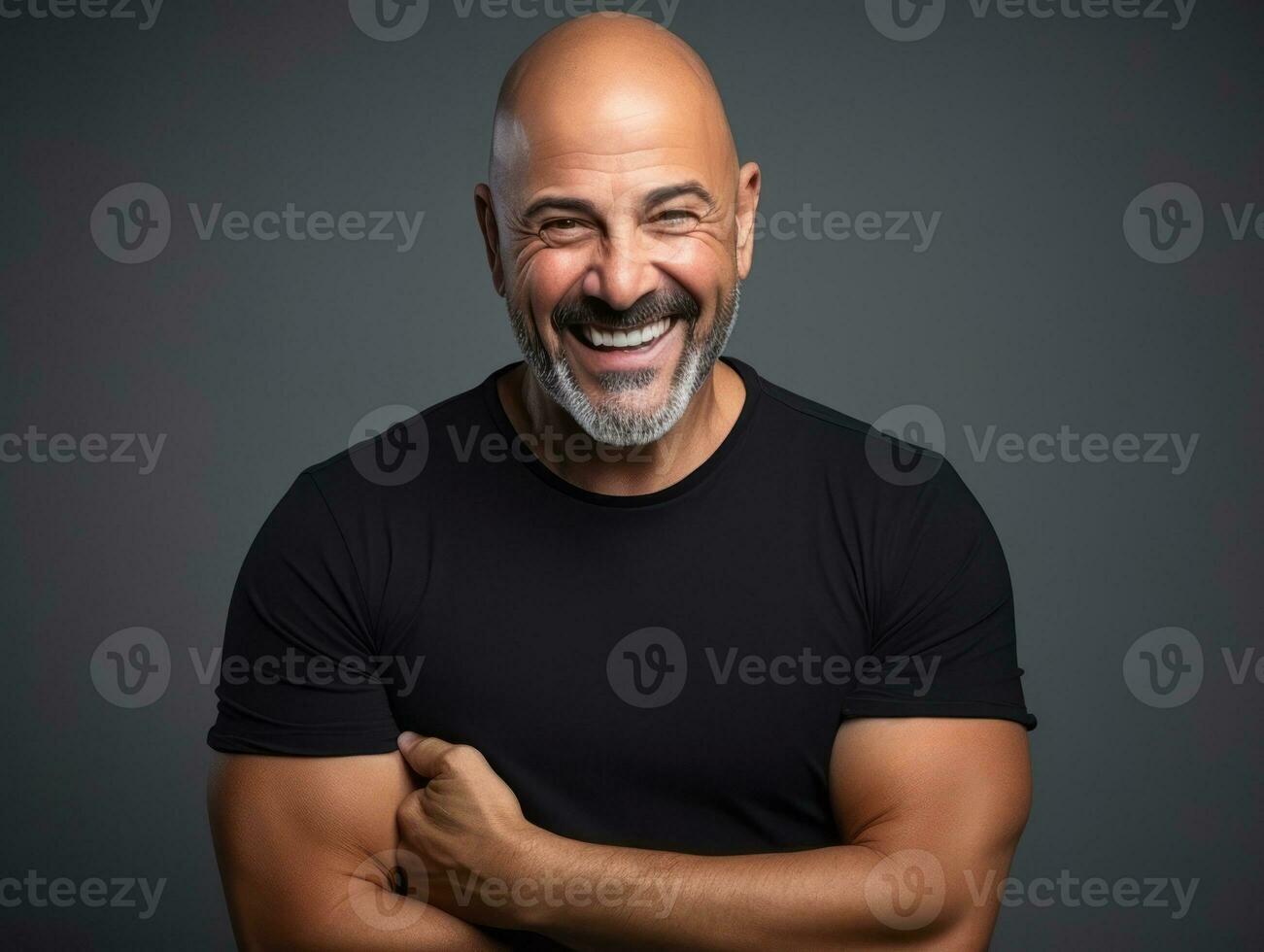 Happy european man in casual clothing against a neutral background AI Generative photo