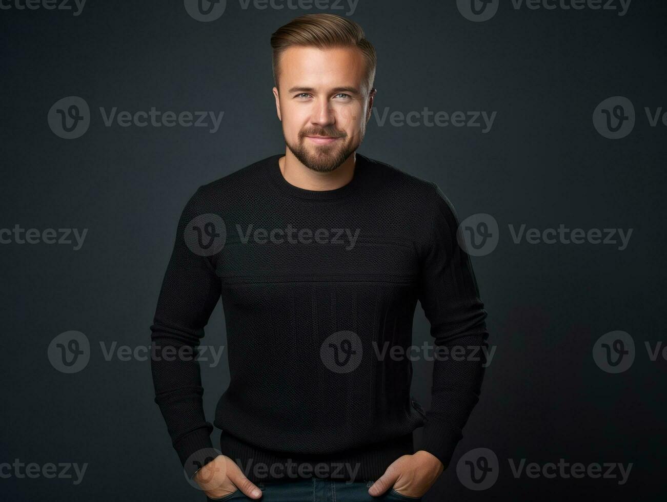 Happy european man in casual clothing against a neutral background AI Generative photo