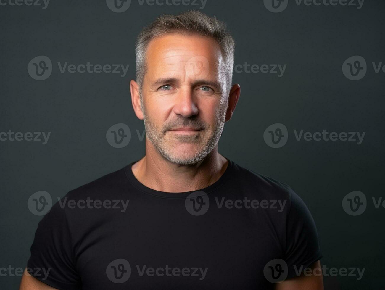 Happy european man in casual clothing against a neutral background AI Generative photo