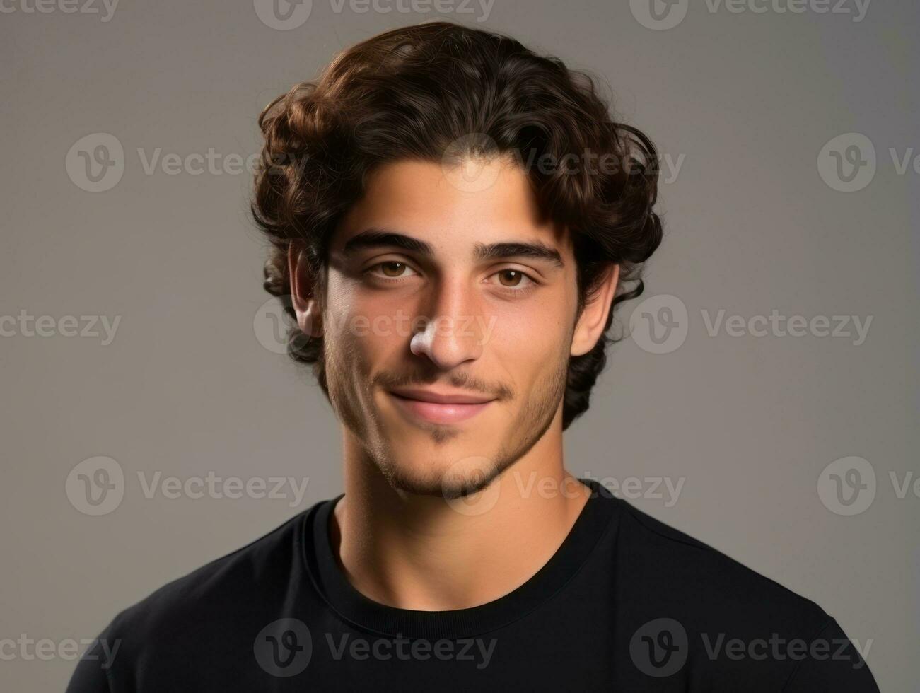 Happy european man in casual clothing against a neutral background AI Generative photo