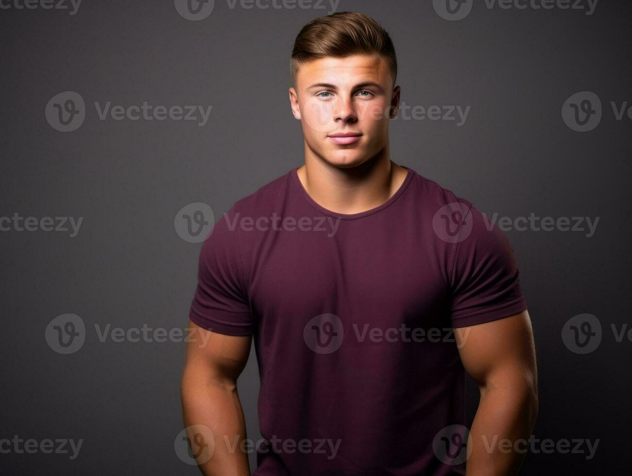 Happy european man in casual clothing against a neutral background AI Generative photo