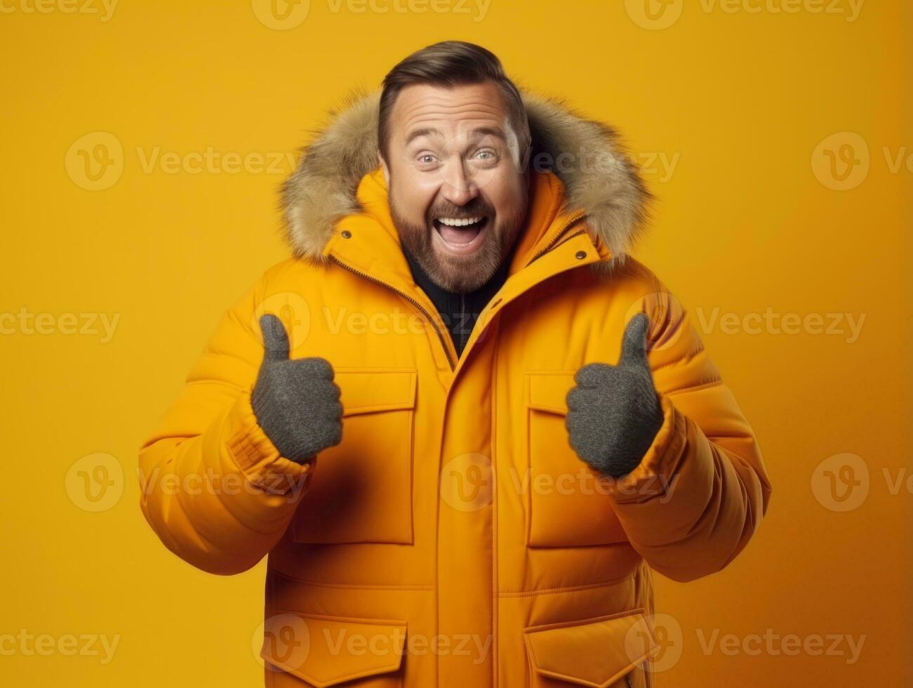 Happy european man in casual clothing against a neutral background AI Generative photo