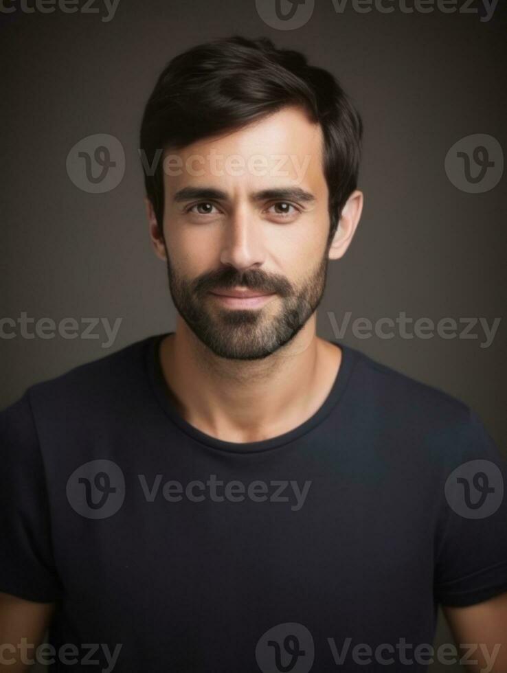 Happy european man in casual clothing against a neutral background AI Generative photo