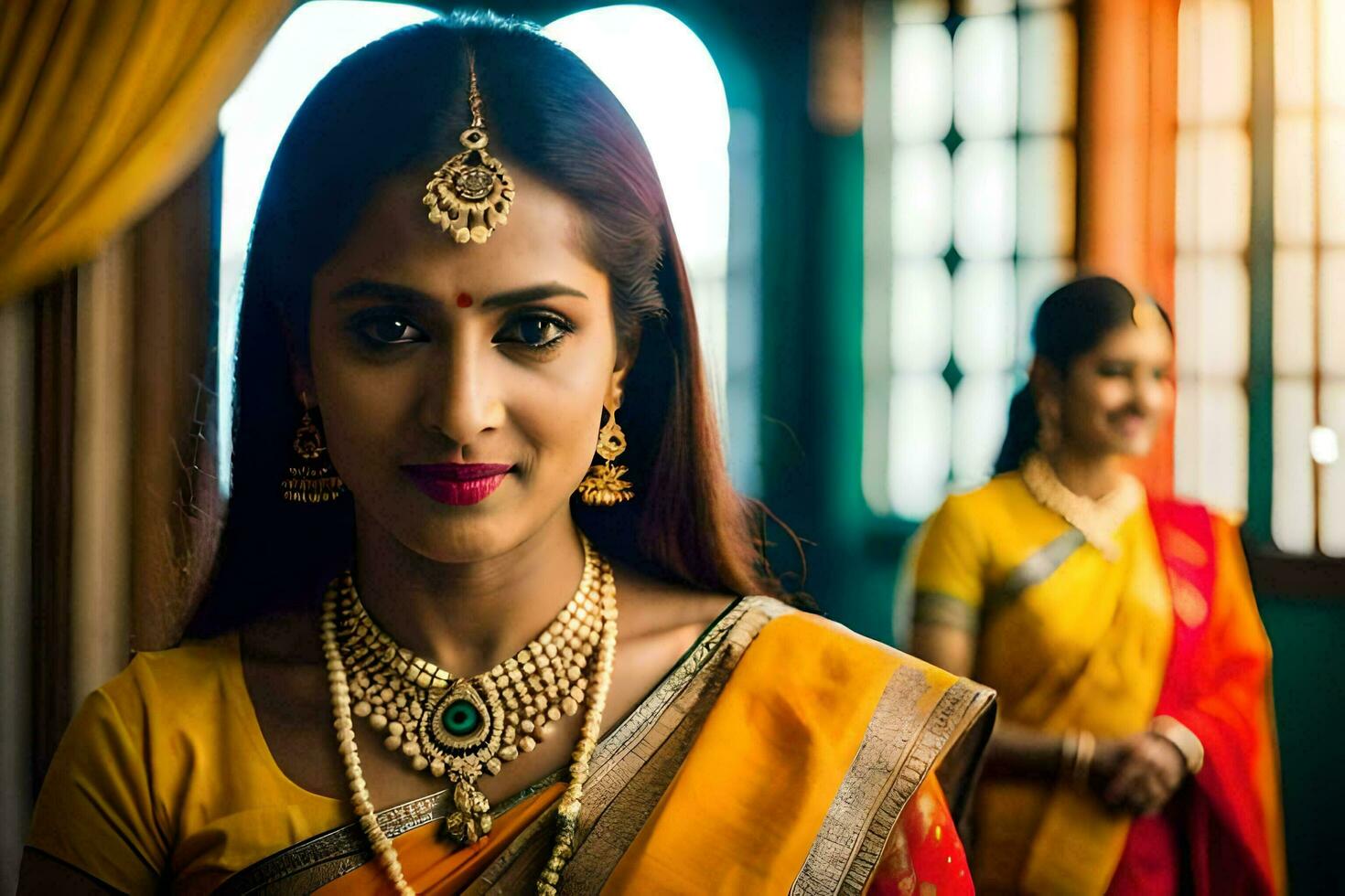 a beautiful indian bride in traditional attire. AI-Generated photo