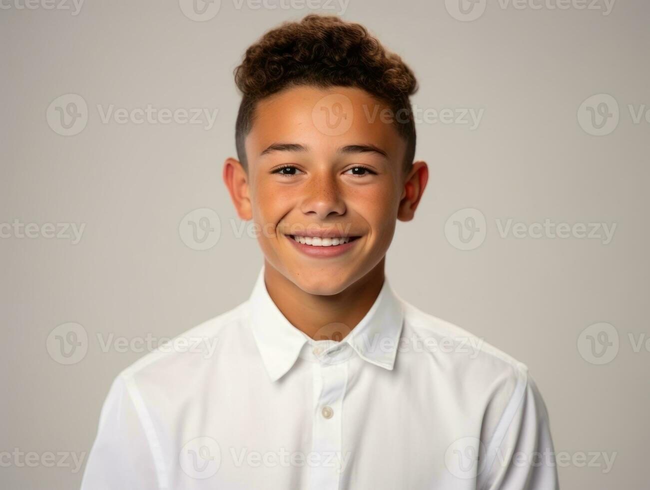 sonriente joven hombre de mexicano descendencia en contra neutral antecedentes ai generativo foto