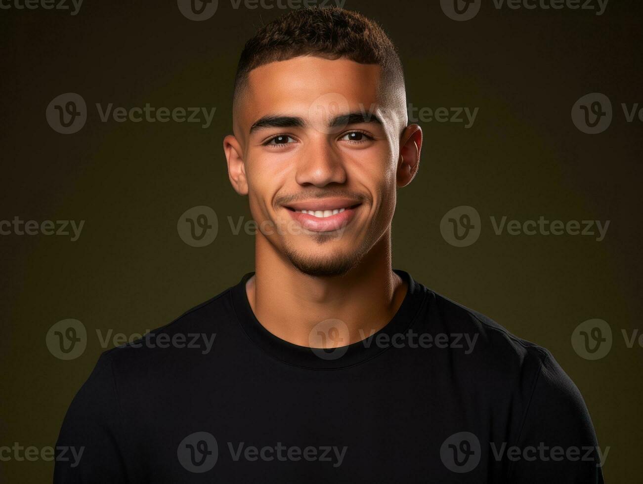Smiling young man of Mexican descent against neutral background AI Generative photo