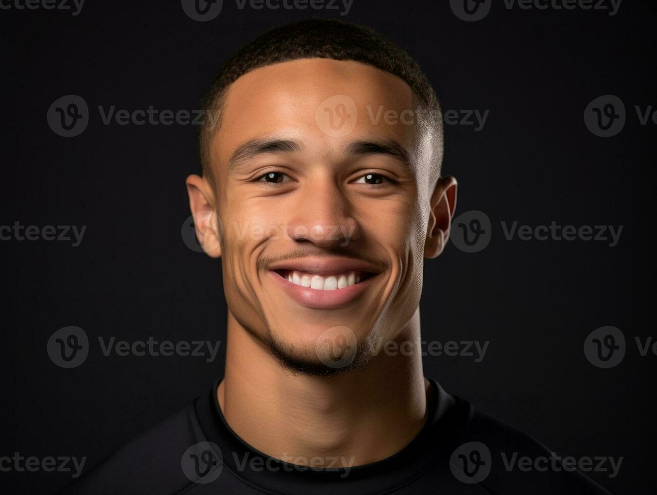 Smiling young man of Mexican descent against neutral background AI Generative photo