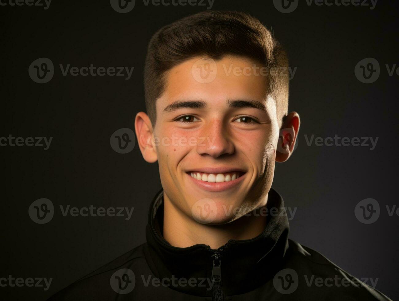 Smiling young man of Mexican descent against neutral background AI Generative photo