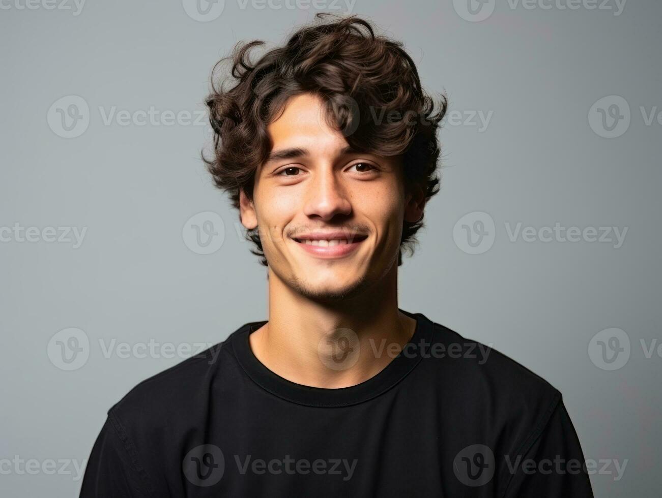 sonriente joven hombre de mexicano descendencia en contra neutral antecedentes ai generativo foto