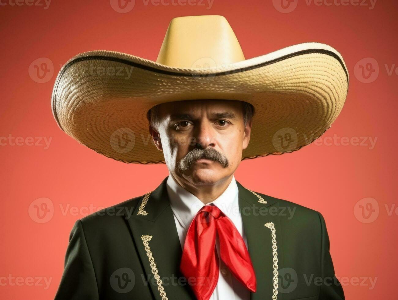 Smiling young man of Mexican descent against neutral background AI Generative photo