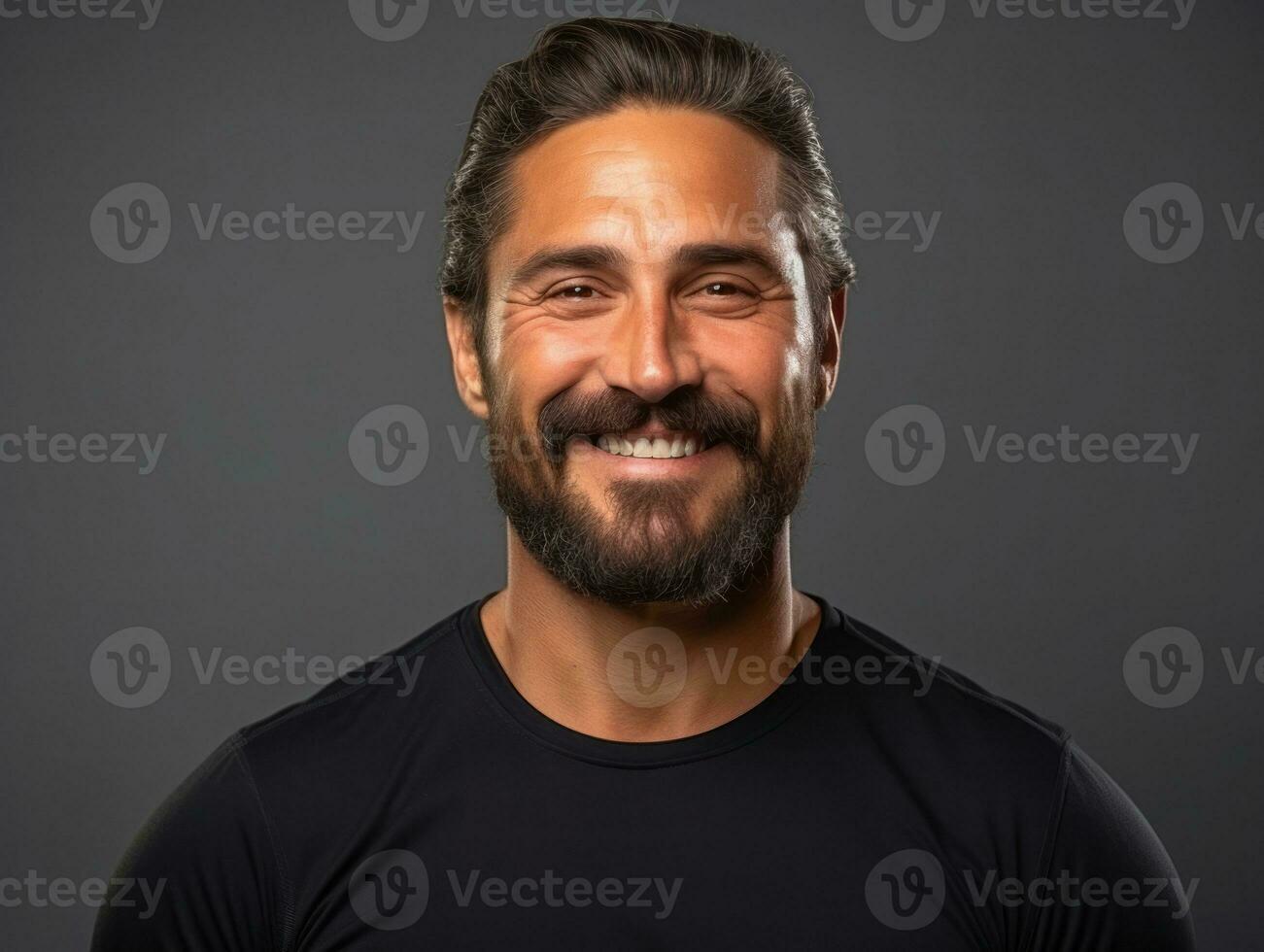 Smiling young man of Mexican descent against neutral background AI Generative photo