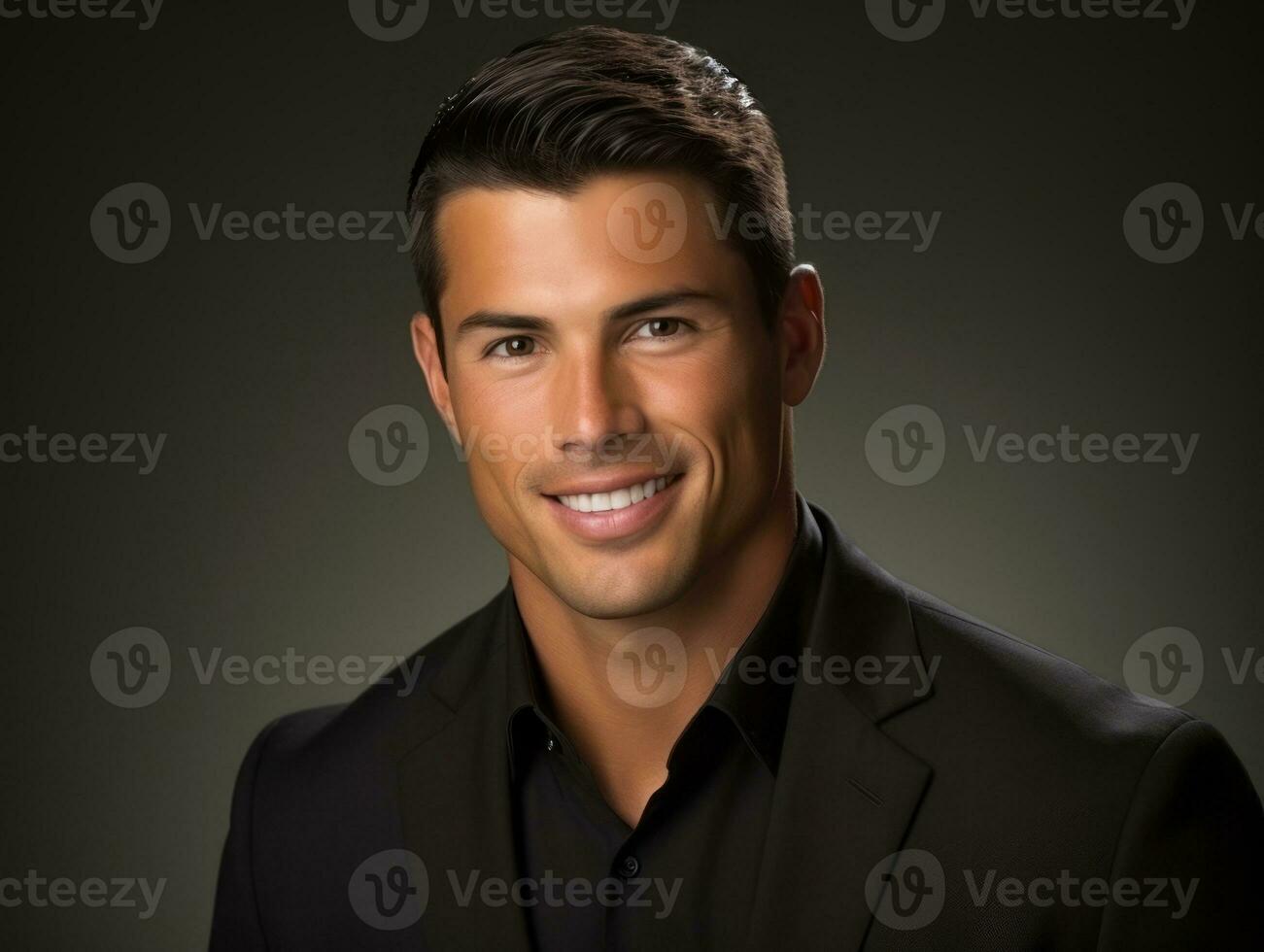 Smiling young man of Mexican descent against neutral background AI Generative photo