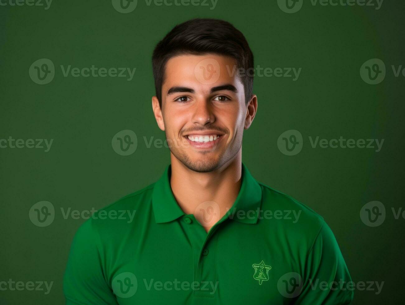 Smiling young man of Mexican descent against neutral background AI Generative photo