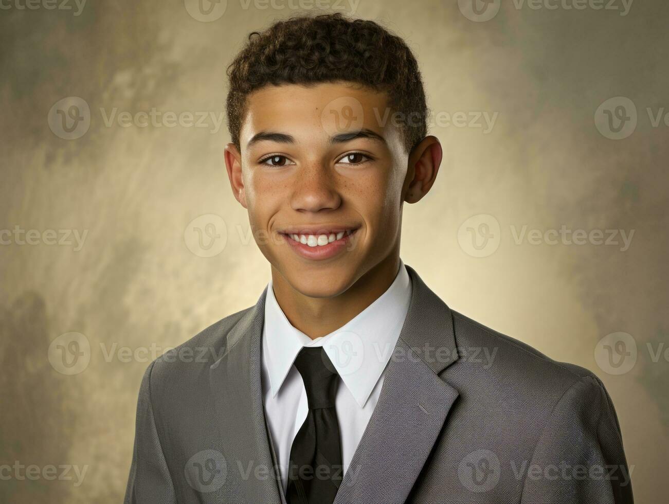 Smiling young man of Mexican descent against neutral background AI Generative photo