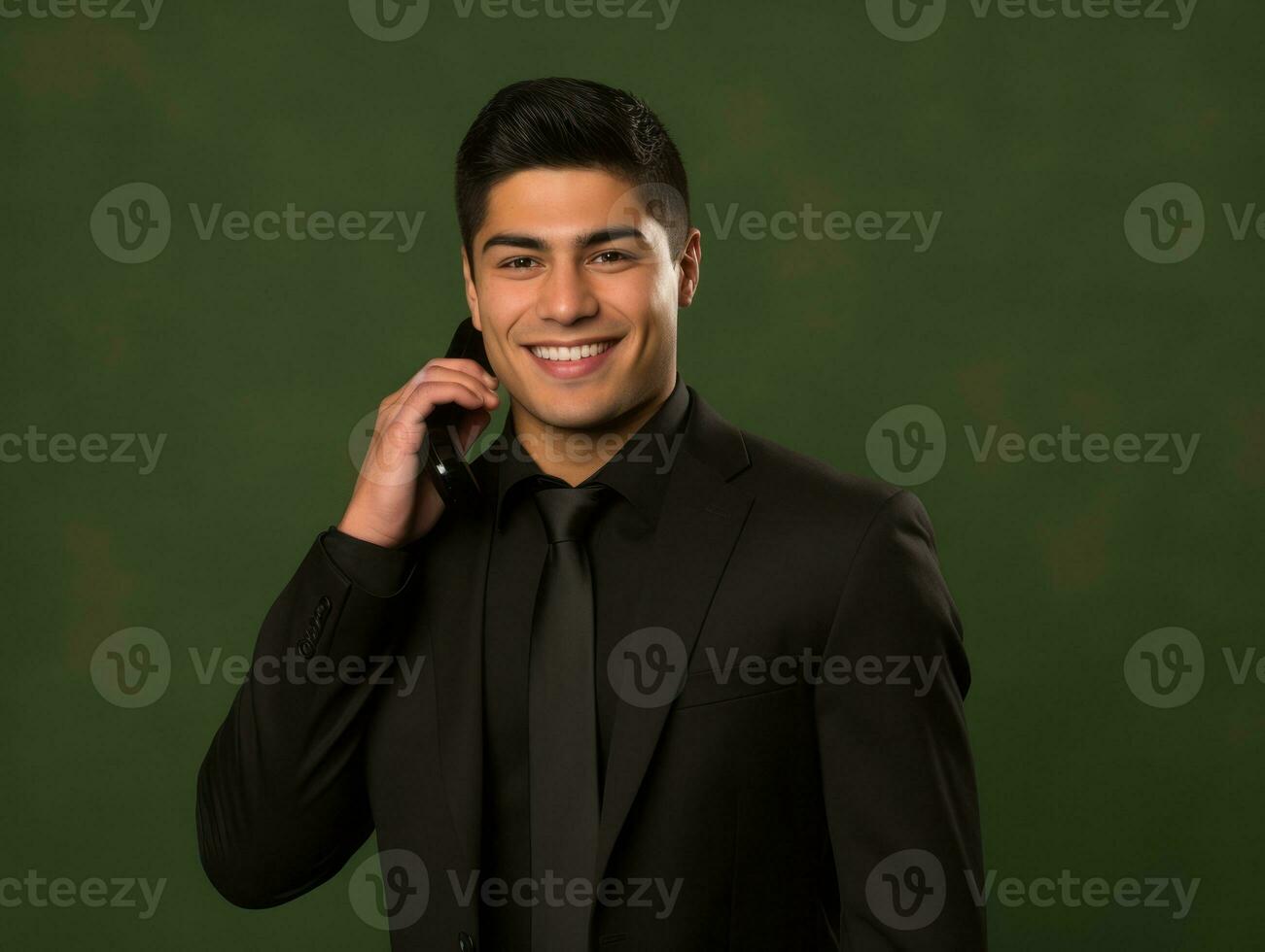 sonriente joven hombre de mexicano descendencia en contra neutral antecedentes ai generativo foto